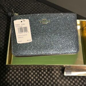 Coach Midnight Blue Glitter Wristlet